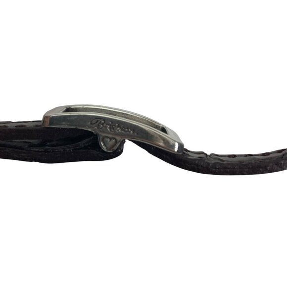 Brighton Croc Embossed Patent Leather Brown Cross Body Bag Converts To Clutch - Picture 9 of 10